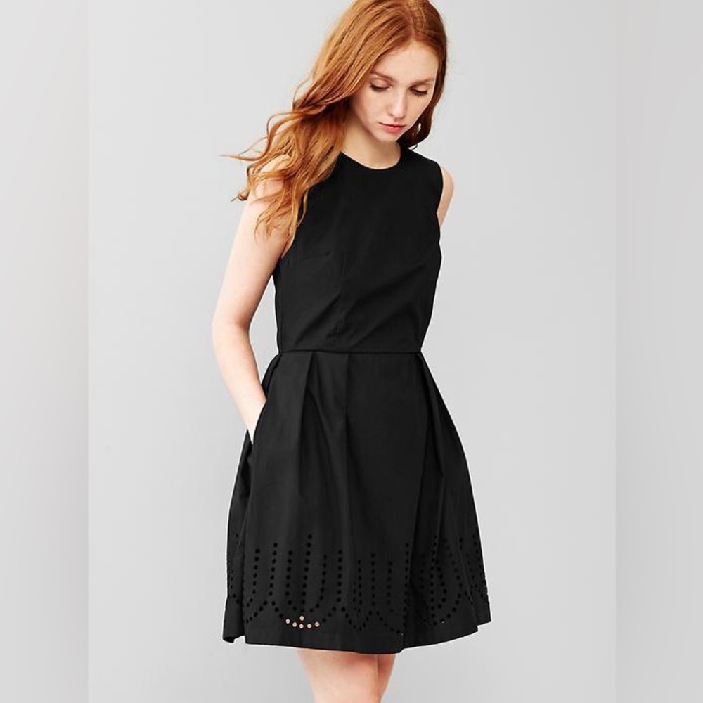 GAP Black Laser-cut fit & flare dress size 2